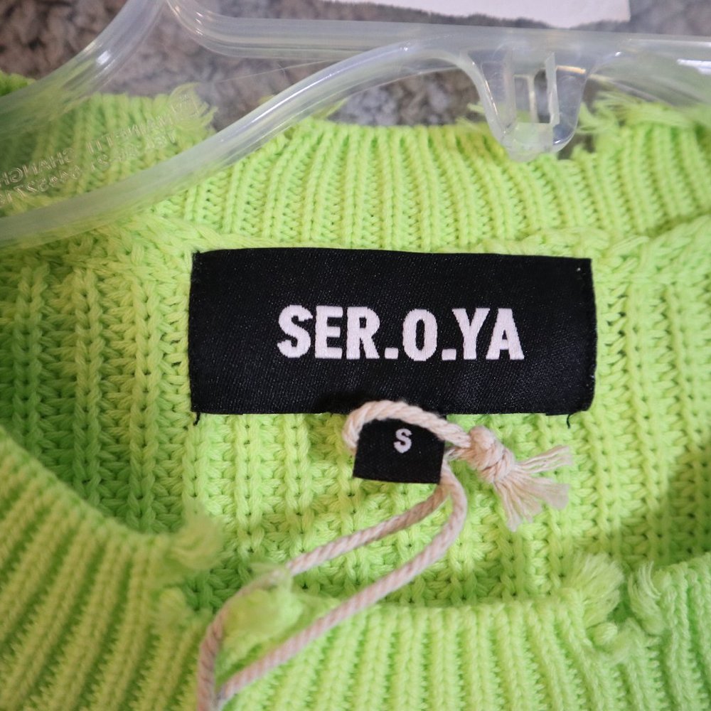 SER.O.YA Women's Green Crop Top Sweater Size S - Picture 3 of 7